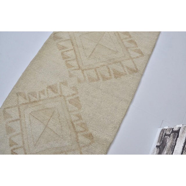 Vintage Turkish Off White Runner Rug For Sale - Image 10 of 11