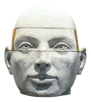 Jose Perozo, Architectural Layered Head Sculpture: Project Number Eight, 2023, Cement on Wood