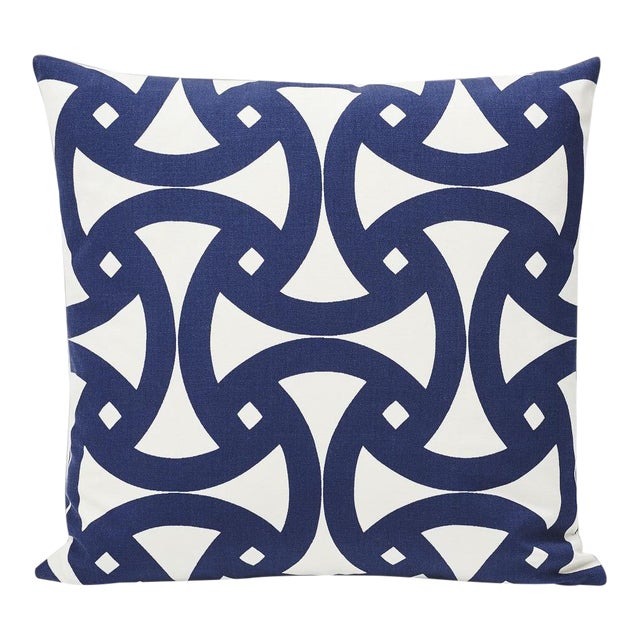 Schumacher Indoor/Outdoor Double-Sided Pillow in Santorini Print For Sale