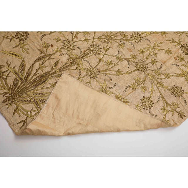 Vintage Embroidered Botanical Textile Panel With Metallic Thread For Sale - Image 14 of 14