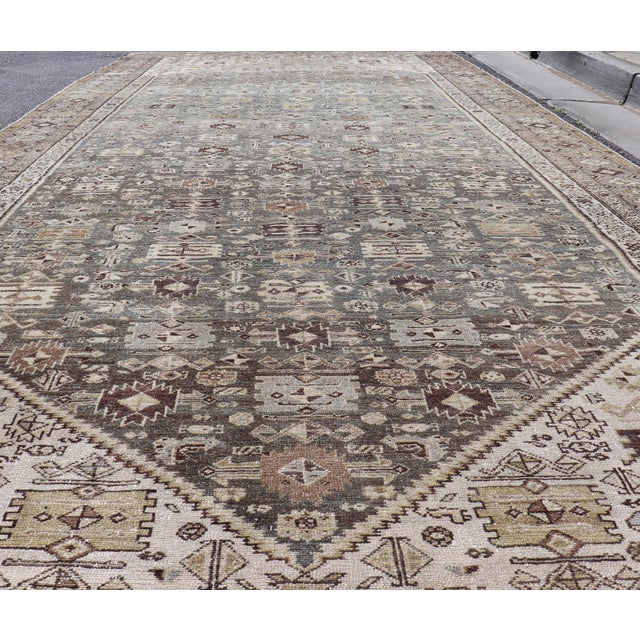 Antique Persian Malayer Gallery Rug With Soft Blue Field Tribal Design 7'5"x18'0" For Sale - Image 12 of 16