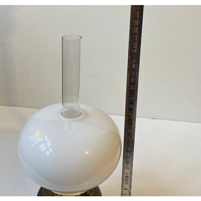 White Swedish Modern Oil Table Lamp in Brass and Opaline Glass by Hans-Agne Jakobsson, 1960s For Sale - Image 8 of 9