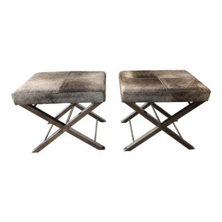 Hide Benches With Chrome X-Bases - a Pair For Sale