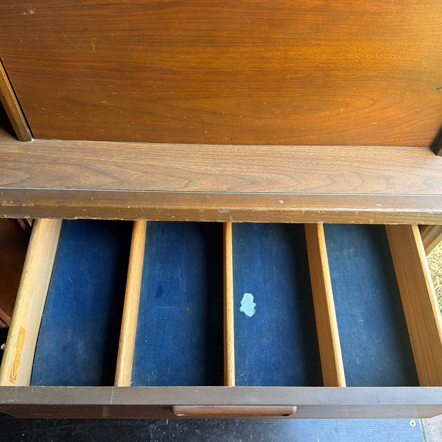 1969 Mid-Century Modern Broyhill Walnut and Laminate Hutch For Sale - Image 11 of 12