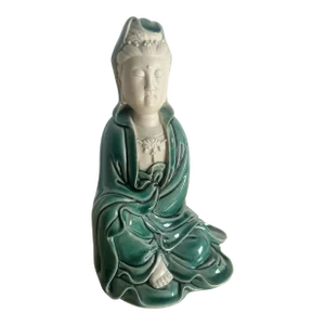 Chinese Green and White Porcelain Quin Yan Sculpture