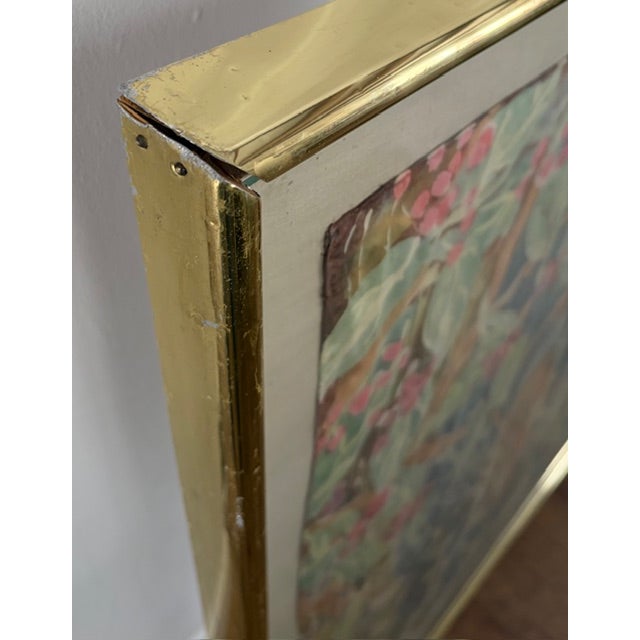 Large Mid Century Printed Silk Wall Hanging of Mallard Ducks in a Pond, Framed, Signed For Sale - Image 11 of 13