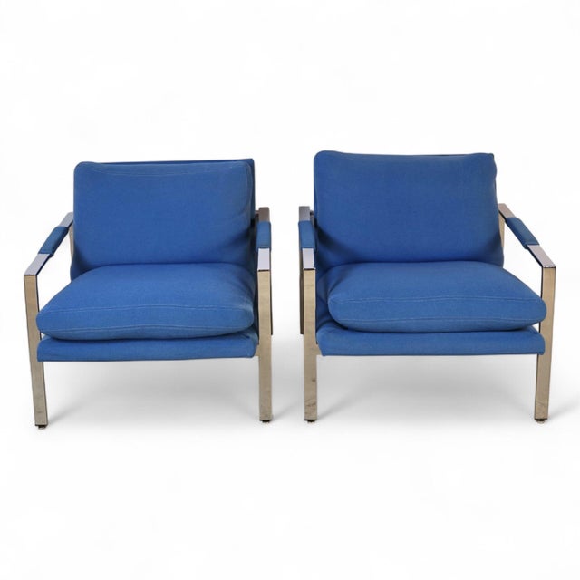 Milo Baughman for Thayer Coggin Milo Baughman for Thayer Coggin Vintage Mid Century Modern T Back Lounge Chairs C. 1960s For Sale - Image 4 of 17