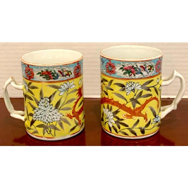 19th Century Chinese Export Famille Verte Yellow Dragon Motif Mugs - a Pair For Sale In West Palm - Image 6 of 11
