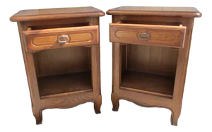 Rustic Oak Nightstands, 1980s, Set of 2