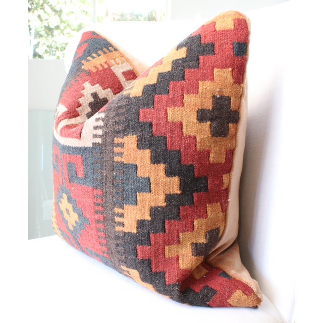 Tribal Pair of Vintage Kilim Wool Pillow's/Feather Down Insert's For Sale - Image 3 of 8