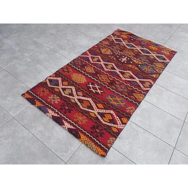1960s DEcorative Vintage Kurdish Kilim Rug For Sale - Image 9 of 11