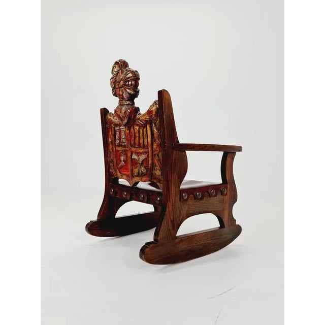 Antique Spanish Hand-Carved Wood Rocking Armchair, 1900s For Sale - Image 9 of 18