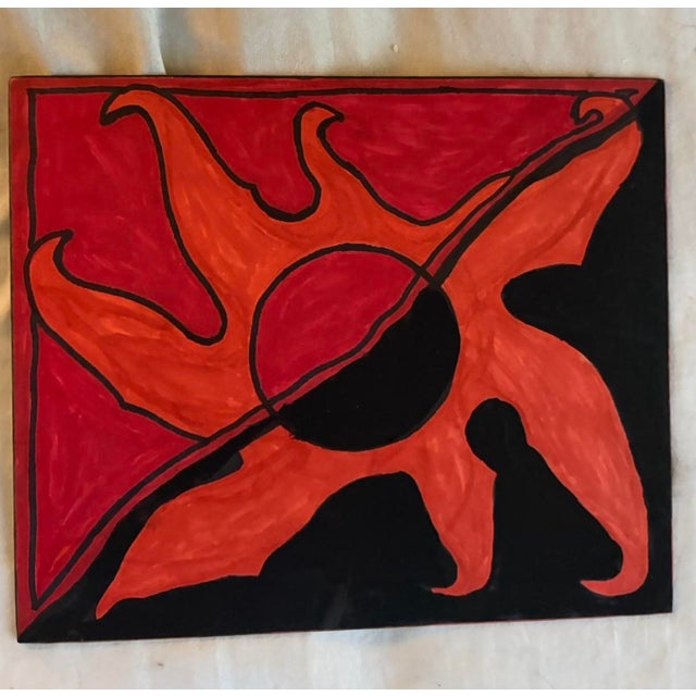Abstract Painting of the Sun on Cardboard, Unframed, 7.75” X 9.25” For Sale - Image 4 of 4