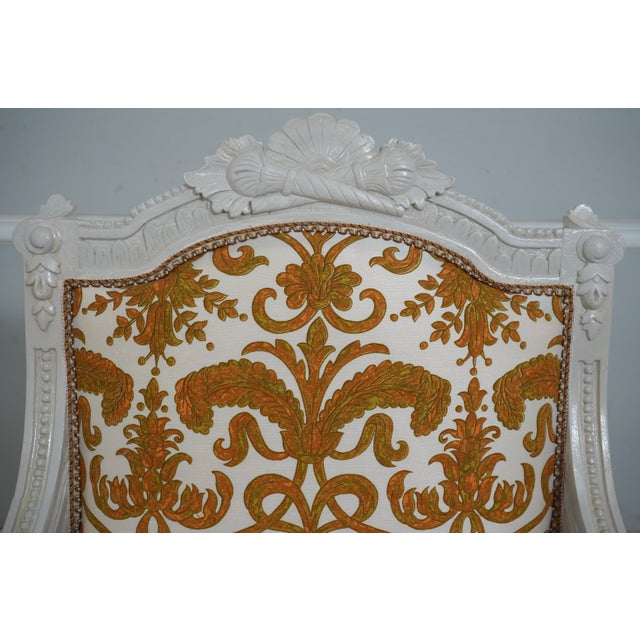 1930s Pair of Painted Louis XVI Open Arm Chairs For Sale - Image 5 of 12