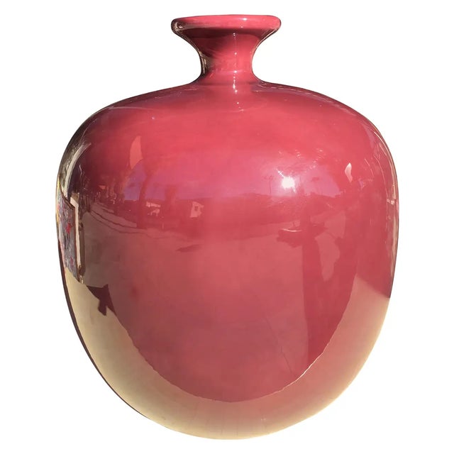 Red Jaru Vintage Large Berry Color Ceramic Vase For Sale - Image 8 of 8