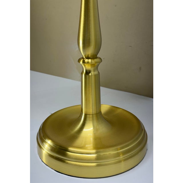 Pair of Ralph Lauren Polished Brass Buffet Lamps W/ Linen Bell Shades For Sale In Chicago - Image 6 of 8
