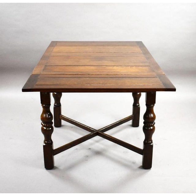 Vintage Oak Draw Leaf Dining Table and Chairs, 1920, Set of 5 For Sale - Image 3 of 10