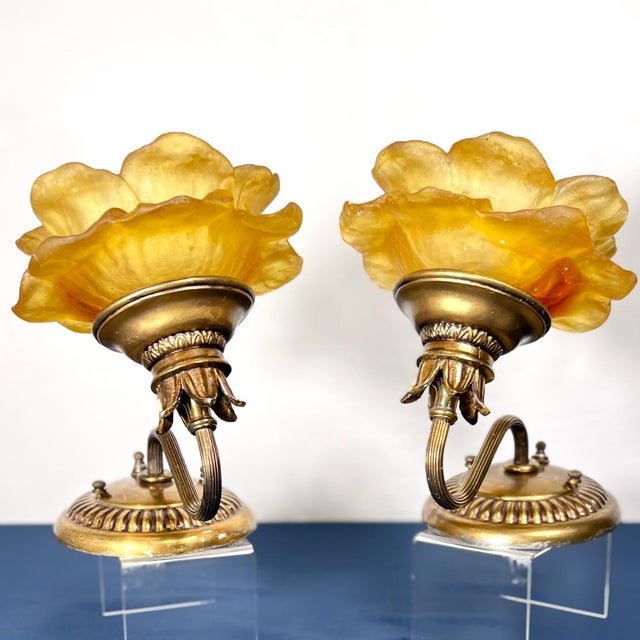 1960s Rare Authentic Feldman Lighting Co. Custom Resin & Bronzed Brass Sconces - A Pair For Sale In Houston - Image 6 of 16