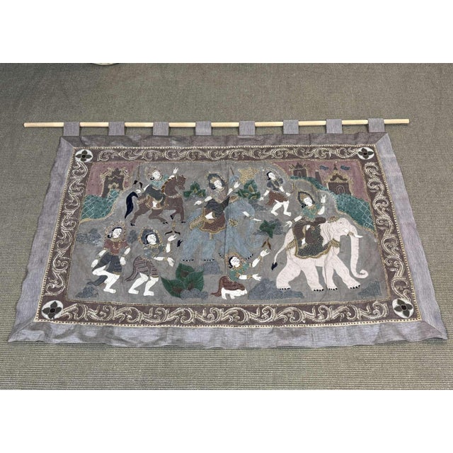 Antique Burmese Kalaga Tapestry For Sale - Image 10 of 11