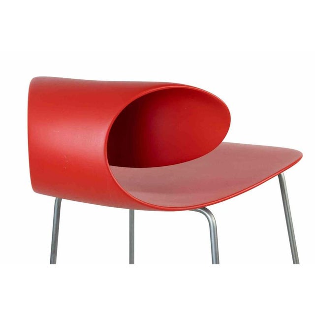 Red Maxima Stools by William Sawaya and Paolo Moroni, Italy, 1990s, Set of 7 For Sale - Image 3 of 9