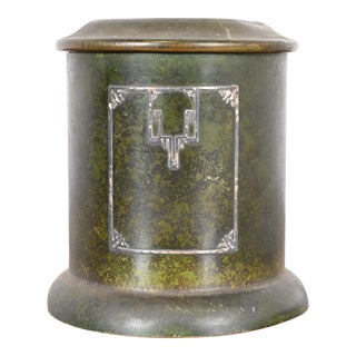 Heintz Arts & Crafts Sterling Silver on Bronze Lidded Tea Caddy or Cigar Box For Sale