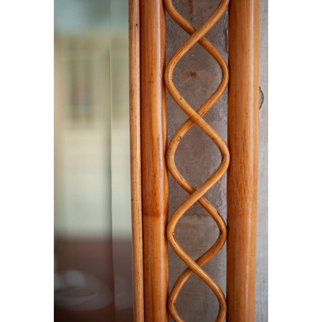Large Rectangular Bamboo Mirror, 1970s For Sale - Image 3 of 5