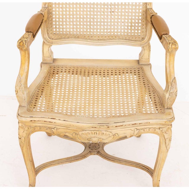 Set of Four Louis XV Style Cane-Paneled Arm Chairs For Sale - Image 12 of 14
