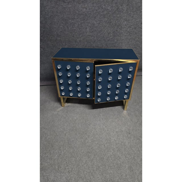 Navy Dry Bar with Forty Murano Glass Spheres and Brass Feet from Justfurnituress SRL For Sale - Image 6 of 8