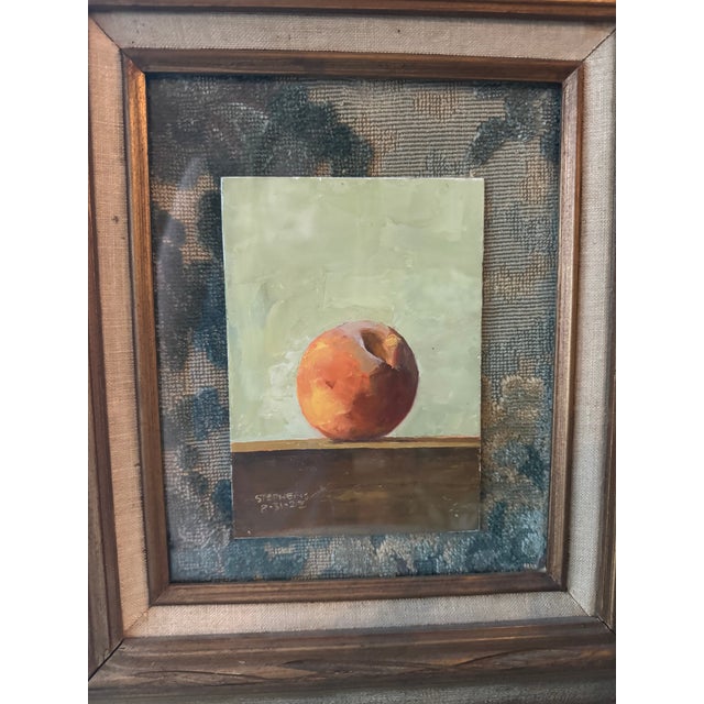 Wood Contemporary Gouache Peach, Framed For Sale - Image 7 of 11