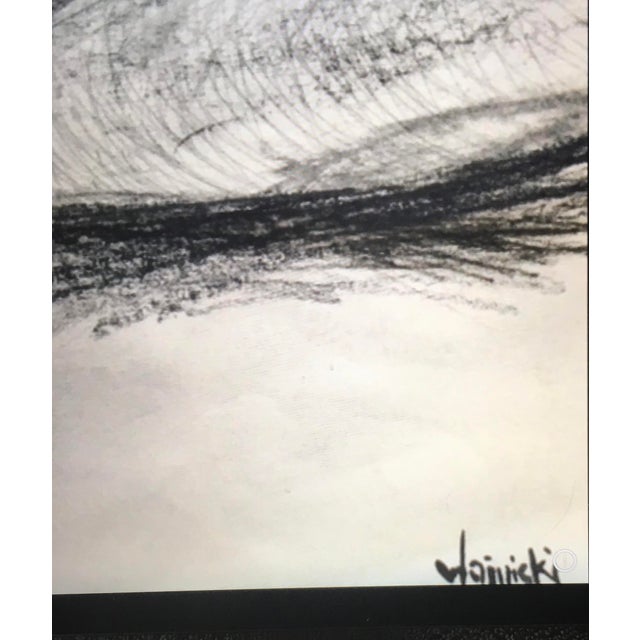 1960’s Signed Charcoal Nude Drawing by Listed American Artist & Poet Tad Wojnicki For Sale In Monterey, CA - Image 6 of 9