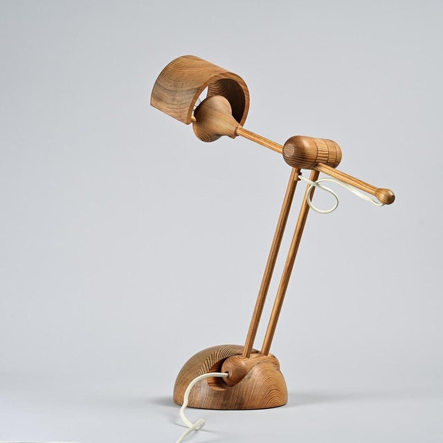 Turned Wood Desk Lamp, Switzerland, 1970s For Sale - Image 8 of 12