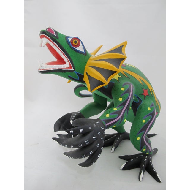 Mexican Oaxacan Alebrije Lizard Wood Carving Mexico Folk Art Figure Sculpture For Sale - Image 3 of 17