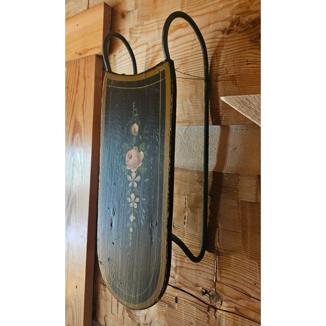 Mid 18th Century Antique Hand Painted Salesman Sample Wooden Sled For Sale - Image 5 of 15