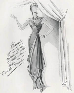 1939 French Fashion Print-Chanel