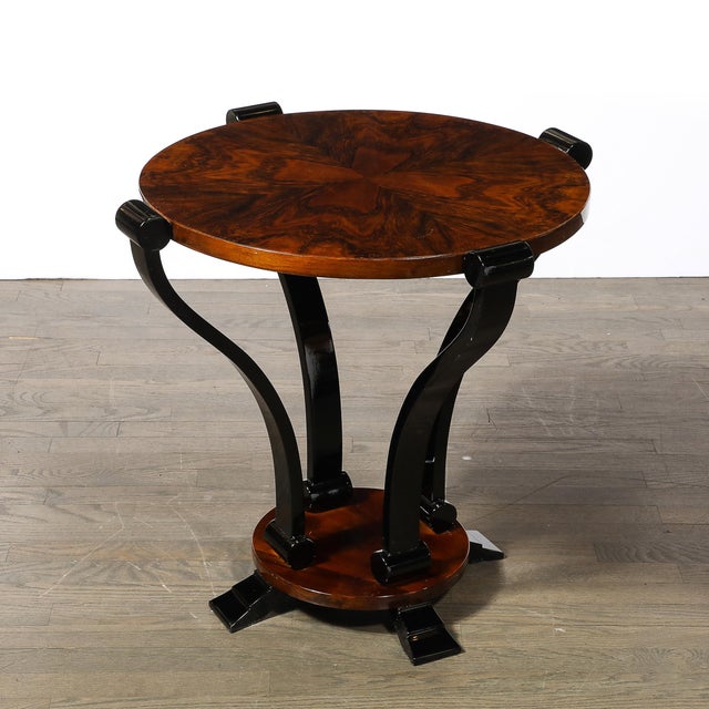 1930s Art Deco Machine Age Occasional Table in Book-Matched & Burled Walnut For Sale - Image 5 of 14