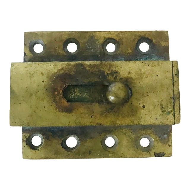 Antique 1900s Heavy Brass Door Lock For Sale