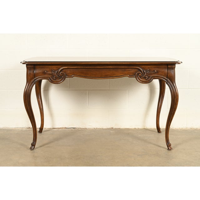 Tomlinson Furniture French Provincial Louis XV Carved Walnut Writing Desk | Circa 1950s For Sale - Image 13 of 14