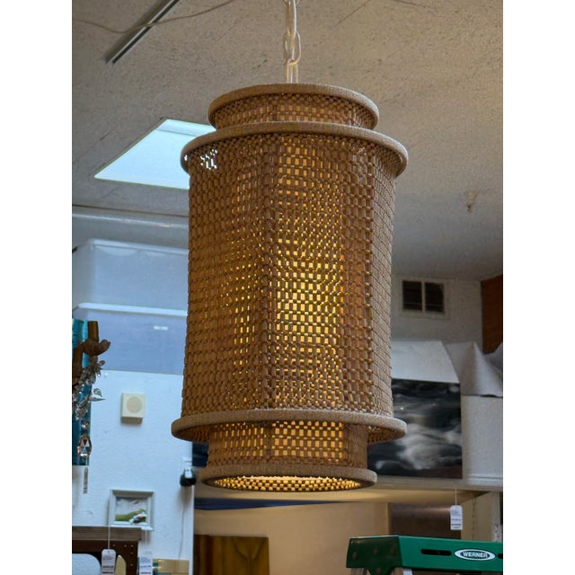 2020s Serena & Lily Larimar Caned Pendant Light For Sale - Image 5 of 12