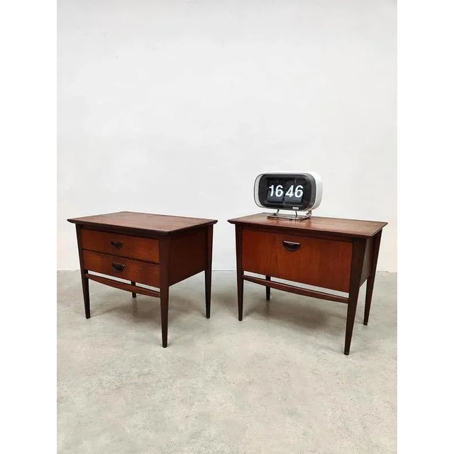 Beautiful in their simplicity… these two Dutch design vintage bedside tables. Period: 1960. Designer: Louis van Teeffelen...