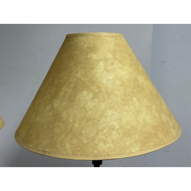 Black Traditional Patinated Fluted Base Table Lamps, Pair For Sale - Image 8 of 12