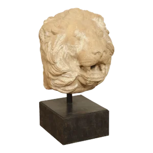 Lion Mask Casted Stone Architectural Detail Sculpture