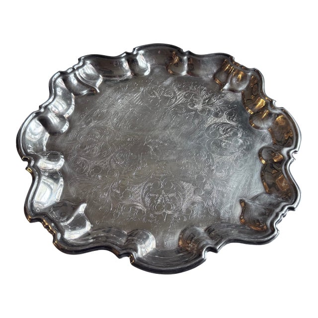 Vintage F B Rogers Silver Plate Footed Tray For Sale