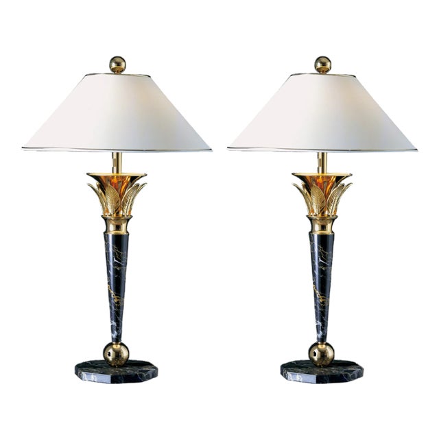 Banci Brass and Marble Table Lamps, 1970, Set of 2 For Sale