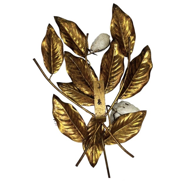 Metal 1950s Italian Gilt Metal Wall Floral Sculpture For Sale - Image 7 of 8