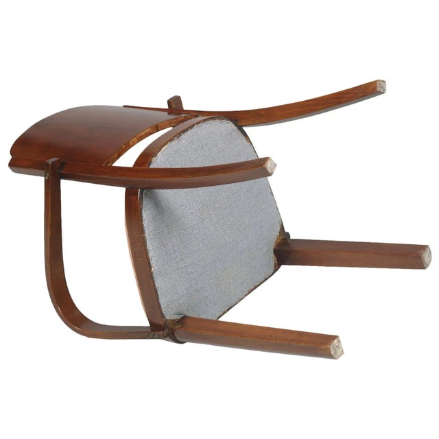 Set of Italian Walnut & Velvet Bridge Chairs by Gaetano Borsani, 1930s For Sale - Image 10 of 11