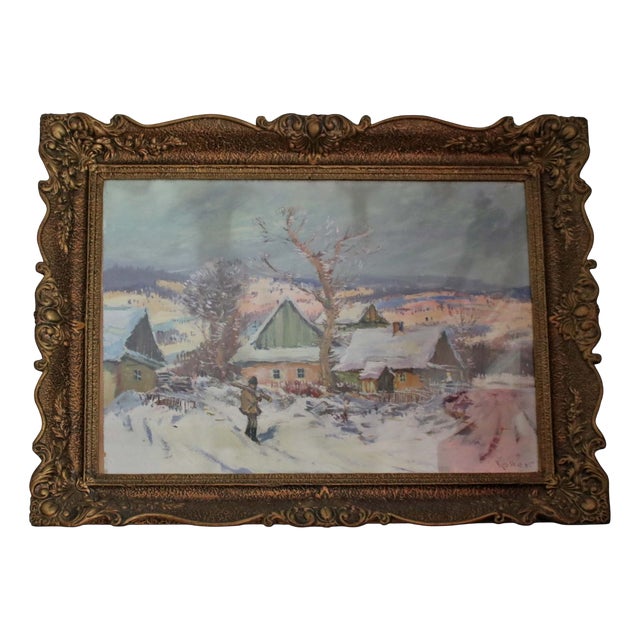 Winter Landscape, 1920s, Oil on Canvas, Framed For Sale