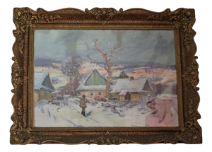 Winter Landscape, 1920s, Oil on Canvas, Framed