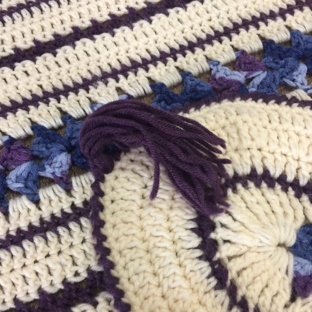 Purple & Blue Moroccan Inspired Hand Made Throw For Sale In Atlanta - Image 6 of 7