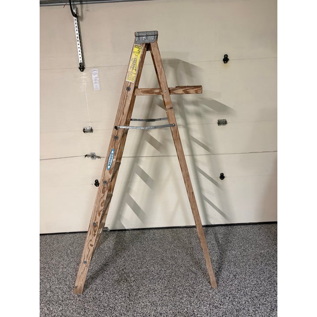 Early 20th Century Werner's Farmhouse Chic, Rustic Plant Stand Display Ladder, 6' For Sale - Image 4 of 4