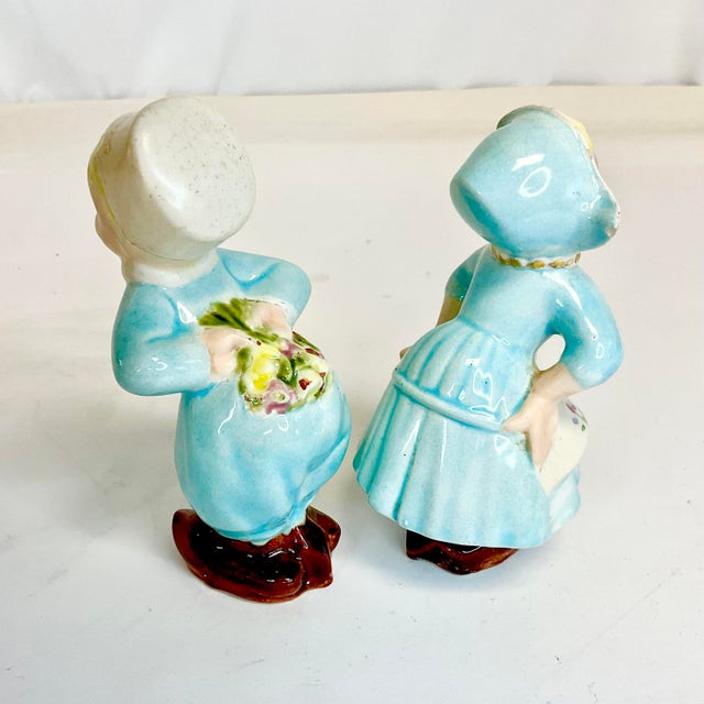 Pop Art 1940s Vintage Boho Chic Kissing Dutch Kids Figurines - A Pair For Sale - Image 3 of 7